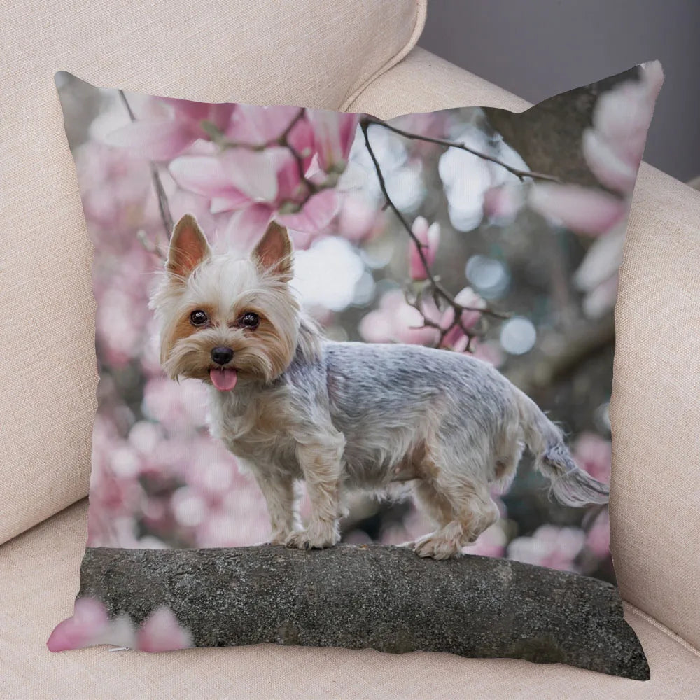 Funda de cojín decorativa con estampado de perro para sofá, hogar, mascota, adorable