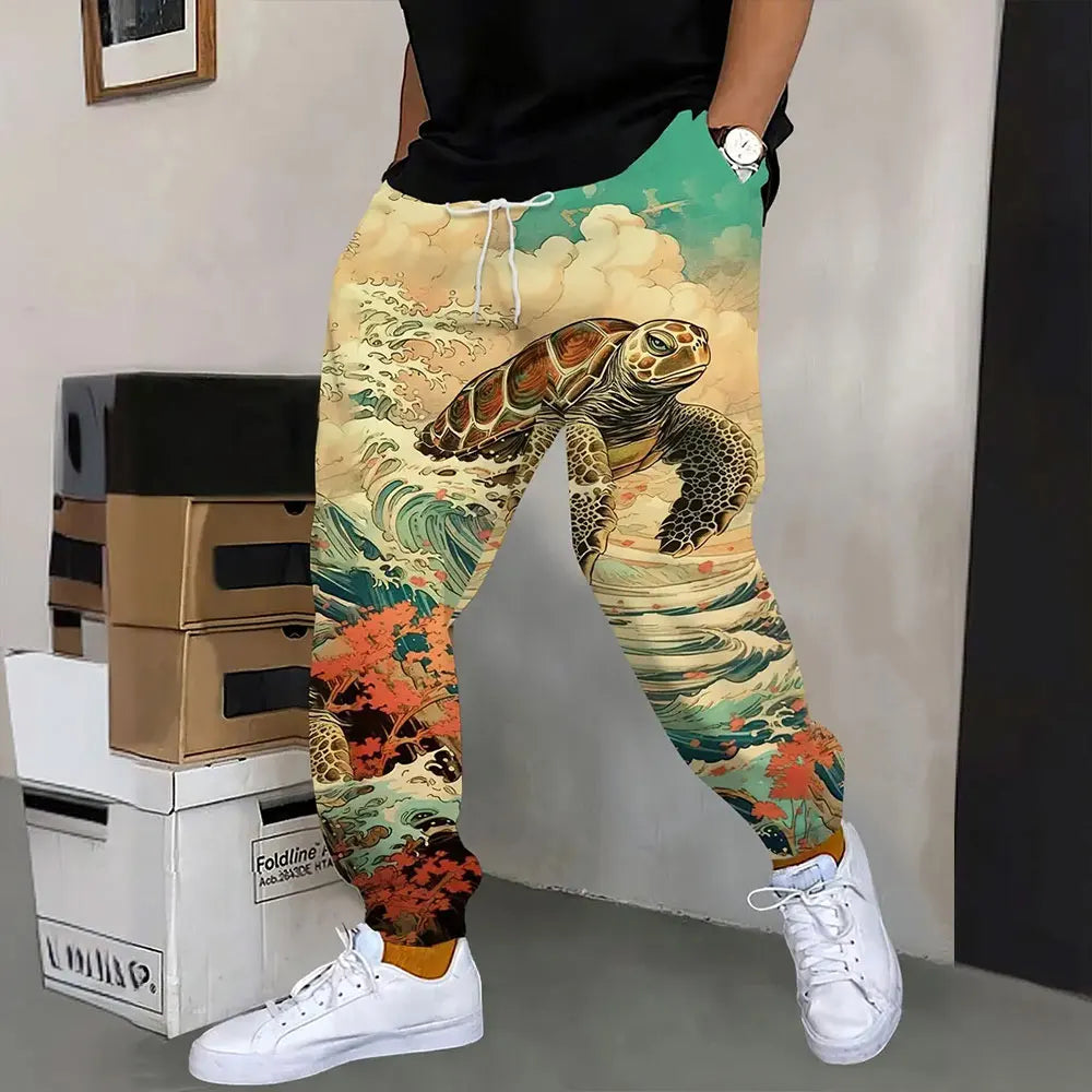 Pantalones deportivos al aire libre para hombre, pantalones de chándal con estampado de grafiti a la moda