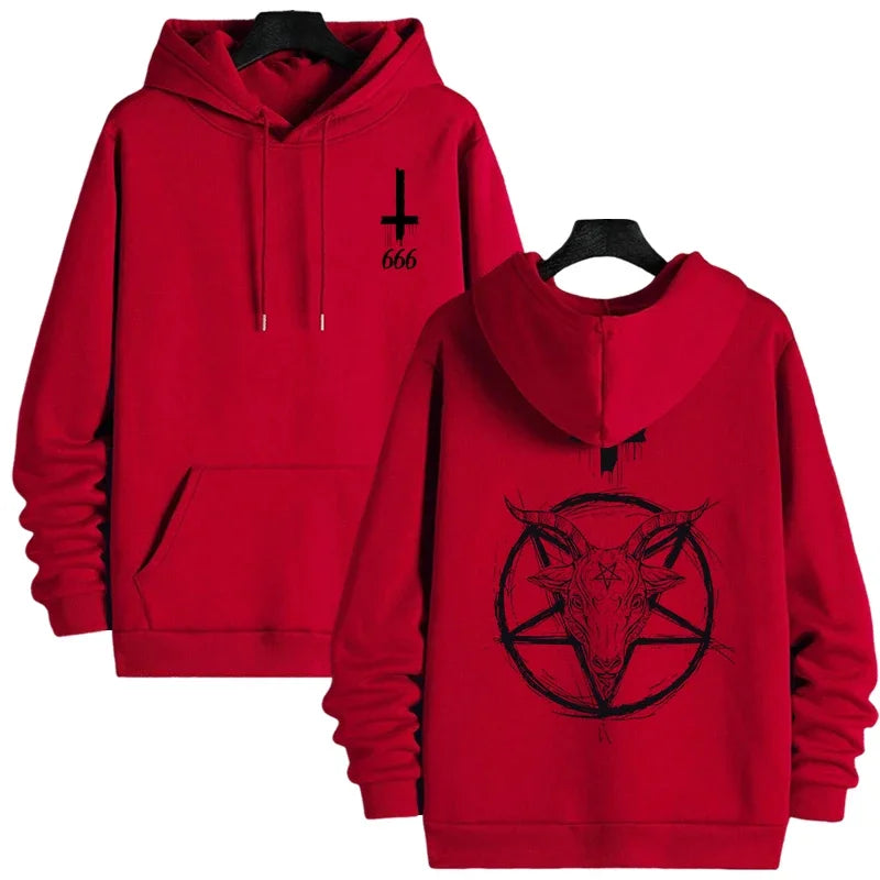 Sudaderas con capucha con estampado demoníaco para hombre, ropa de calle, sudadera gótica de Satán, Jersey informal para otoño e invierno, chándal superior