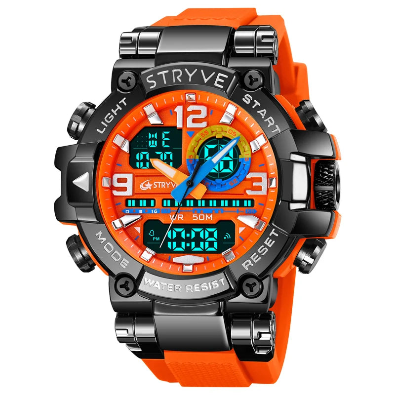 Relojes, reloj de moda para hombre, reloj resistente al agua hasta 5atm para hombre, correa de silicona con movimiento Digital-analógico de alta calidad