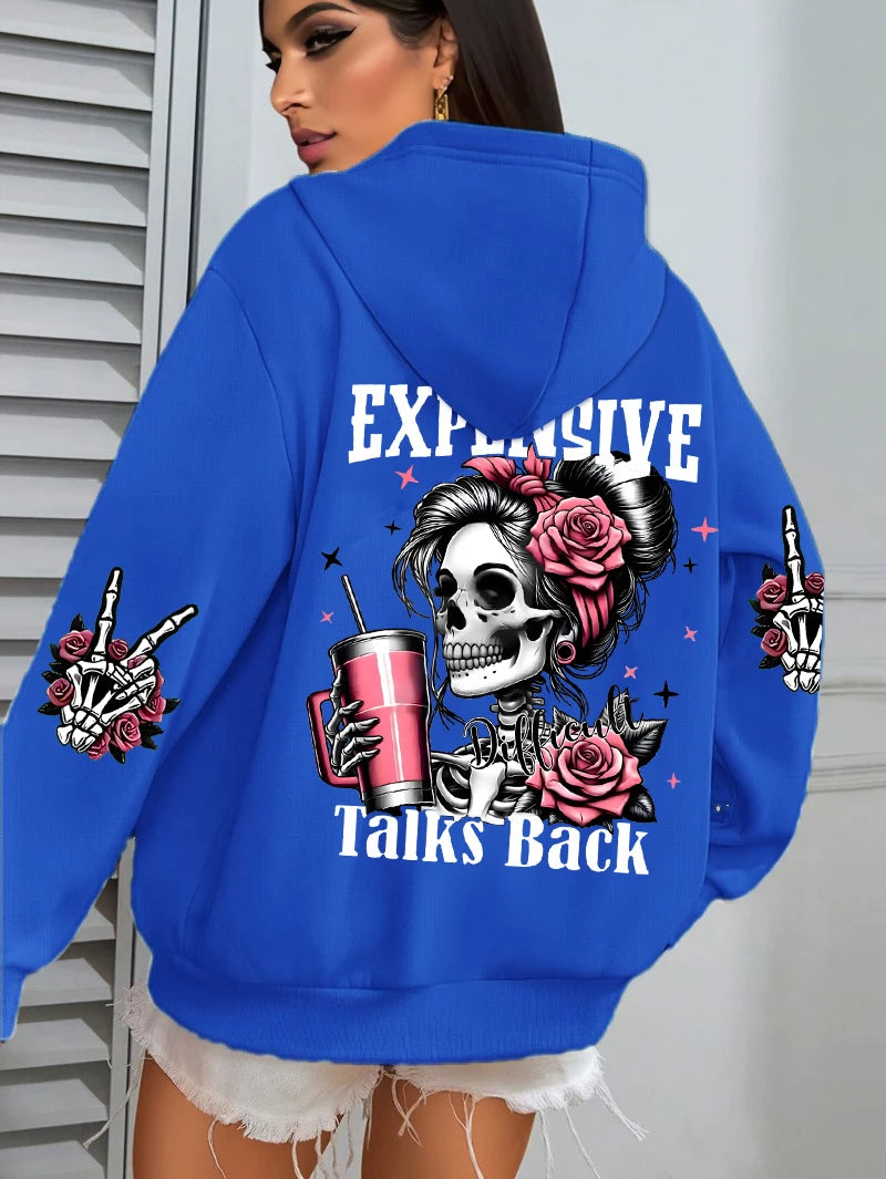 Sudadera con capucha con estampado divertido para mujer, jerséis ropa deportiva de lana para otoño, Sudadera con capucha informal con bolsillo