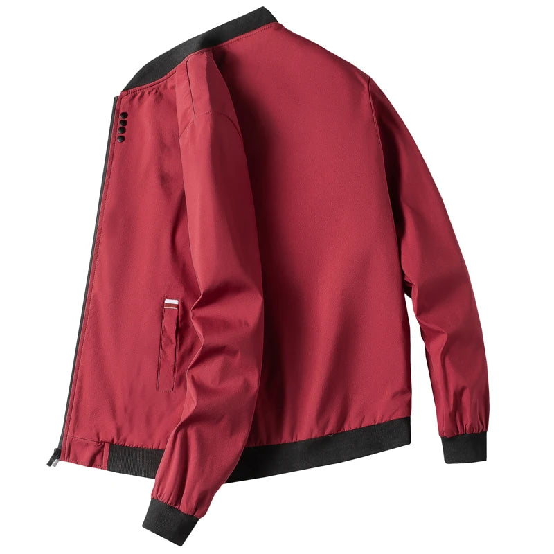 Chaqueta para hombre de manga larga, chaqueta de ciclismo a prueba de viento, chaqueta informal con cremallera sólida, otoño