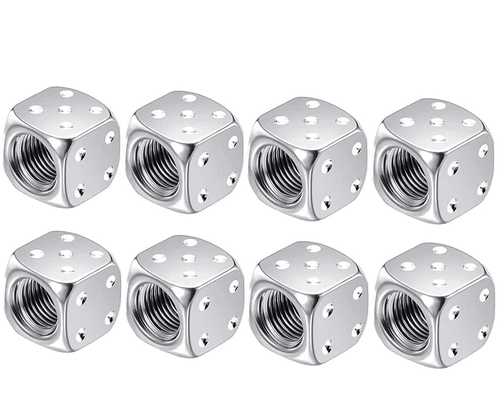 8 tapas de válvula de neumático de aluminio para vástago de rueda de dados, cubierta antipolvo para válvula de aire de neumático de coche, camión, motocicleta y bicicleta