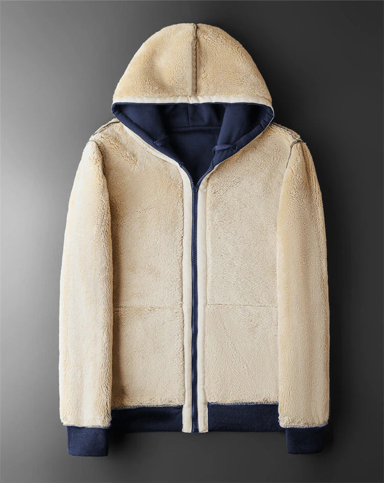 Abrigos de lana de cordero para hombre y mujer, chaquetas gruesas y cálidas de manga larga con cremallera, sudaderas con capucha deportivas informales