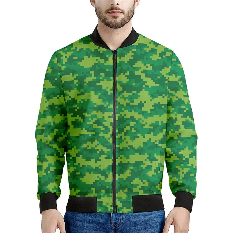 Chaqueta con patrón de camuflaje de mosaico para hombre, sudaderas casuales de manga larga con estampado , Chaquetas deportivas con cremallera, abrigo, Tops de calle