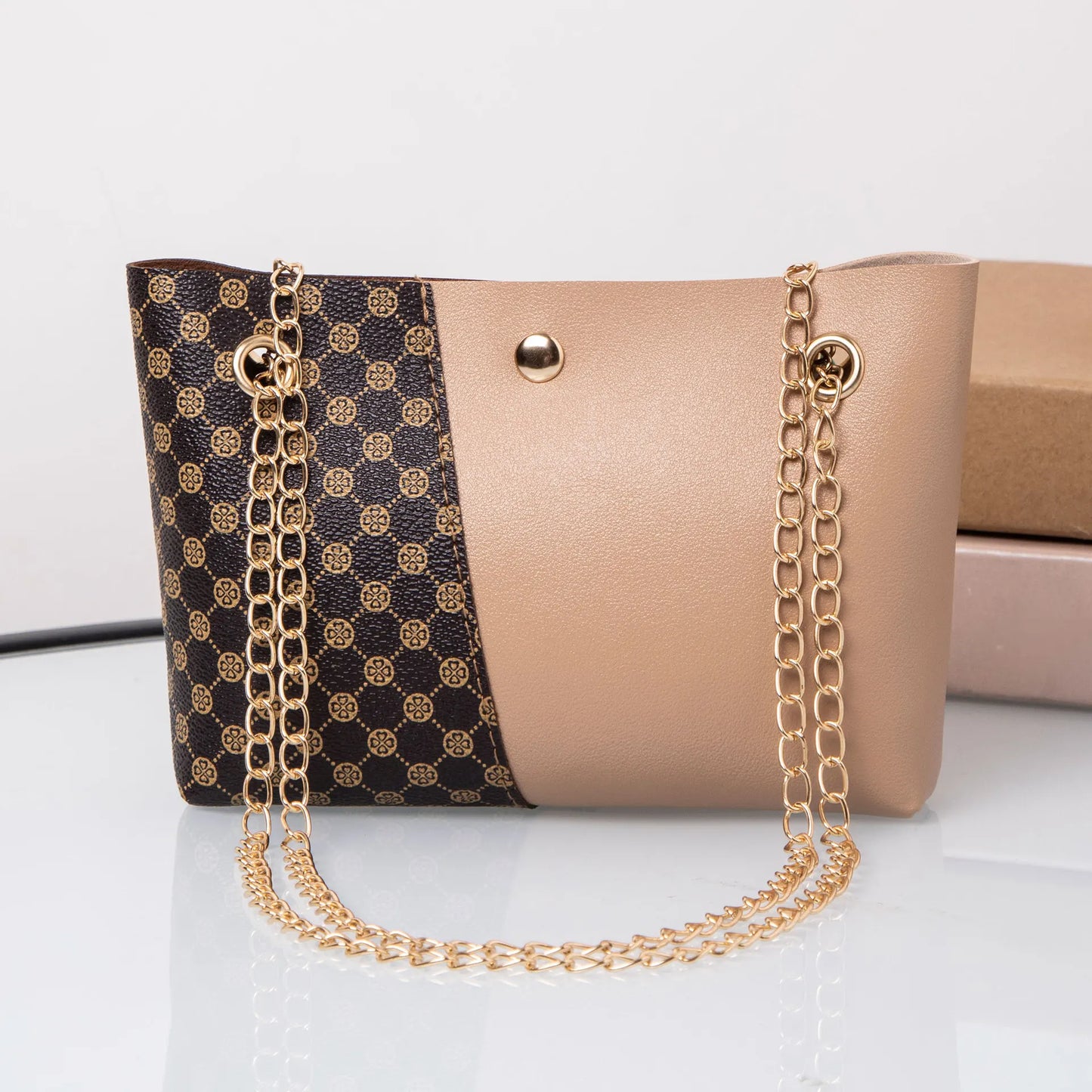 Nueva moda, bolso de cubo con cadena y estampado de lunares, bolso bandolera de un solo hombro