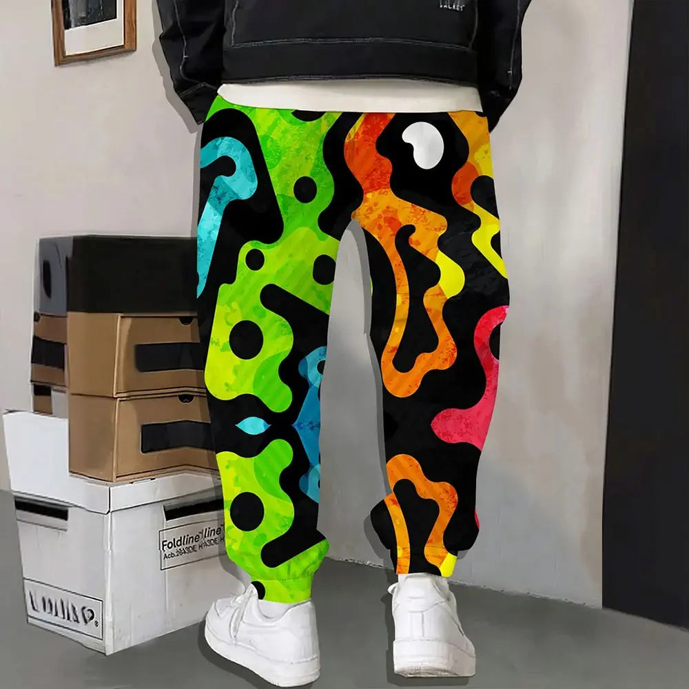 Pantalones deportivos al aire libre para hombre, pantalones de chándal con estampado de grafiti a la moda