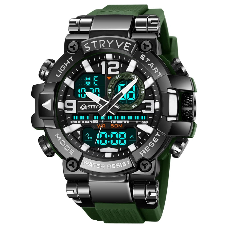 Relojes, reloj de moda para hombre, reloj resistente al agua hasta 5atm para hombre, correa de silicona con movimiento Digital-analógico de alta calidad