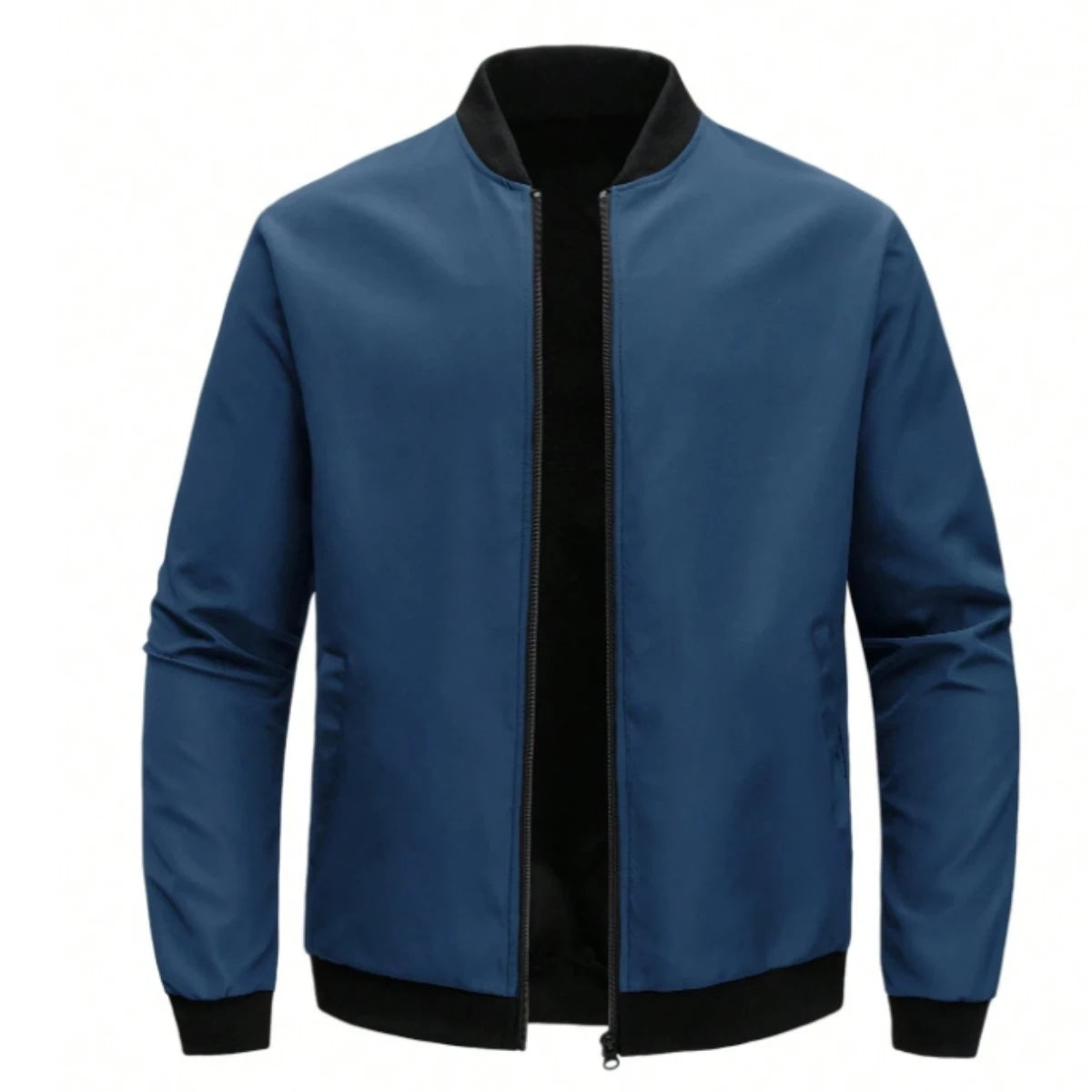 chaqueta corta holgada de Color sólido con cuello de béisbol para hombres de negocios Casual abrigo fino tendencia