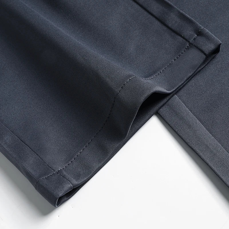 Pantalones de verano para hombre, pantalones casuales elásticos rectos finos sin rastro, sin tela para planchar, sensación sedosa y fresca