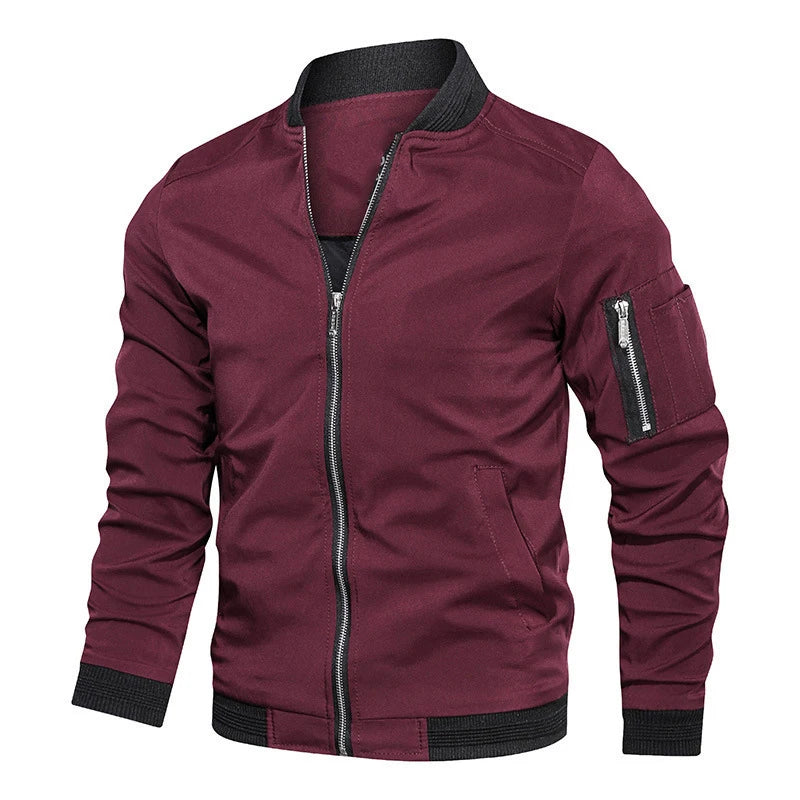 Chaquetar de primavera y otoño para hombre, chaqueta ligera informal para hombre, cortavientos deportivo, abrigo con cremallera y bolsillos