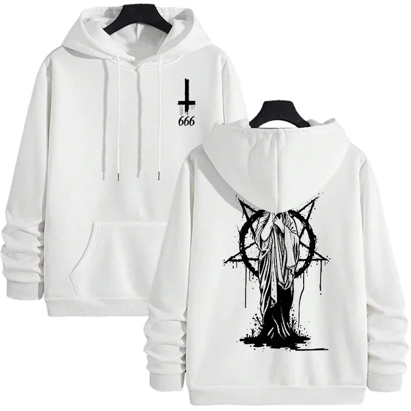 sudaderas con capucha de moda para hombre, ropa deportiva informal con estampado Demoníaco de Satán, ropa de calle urbana para otoño e invierno, ropa para hombre