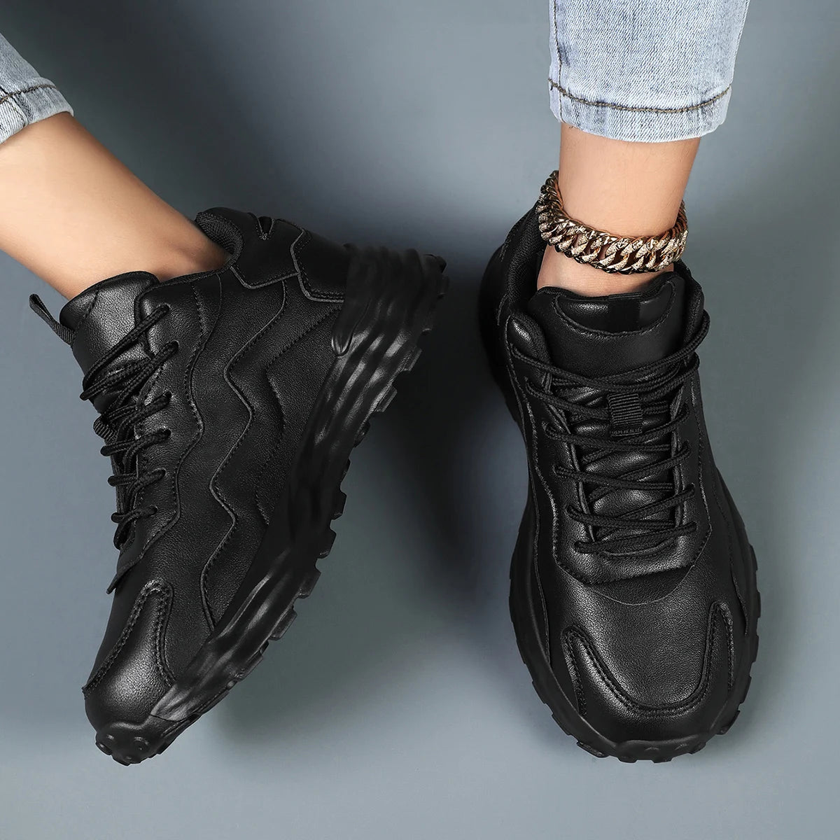 Zapatillas de deporte informales con plataforma vulcanizada para mujer, zapatos planos de malla transpirables para correr y caminar, calzado deportivo grueso