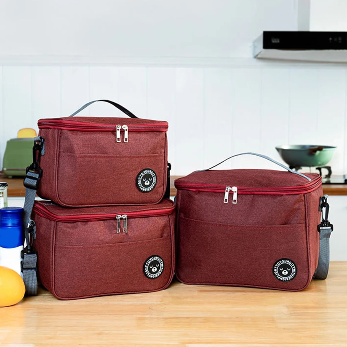 Bolsa de almuerzo portátil con correa para el hombro, bolsa aislante, bolsa para lonchera, bolsa de almuerzo impermeable y gruesa para estudiantes。-zmt