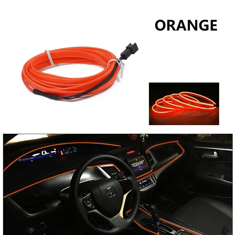 Tiras de luces decorativas para interior de coche, lámpara de ambiente, luz fría, consola de salpicadero decorativa, luces LED ambientales para coche, 1/2/3/4/5 m