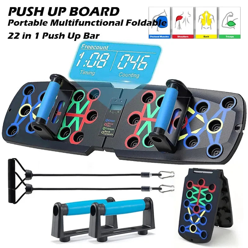 Tabla de flexiones con conteo automático inteligente, soporte plegable para flexiones múltiples con sensor corporal para fortalecer los músculos centrales y mantener la estabilidad en casa.