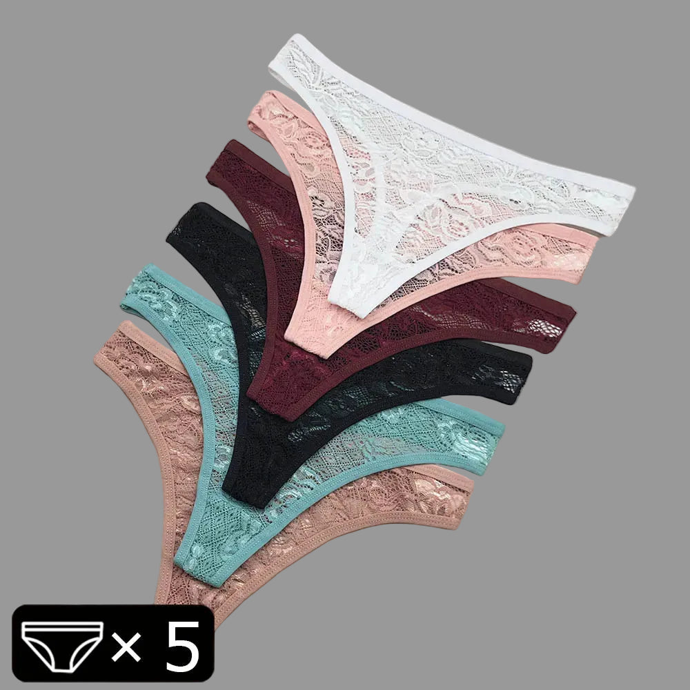 5 uds., tangas de encaje, ropa interior de mujer, lencería para mujer