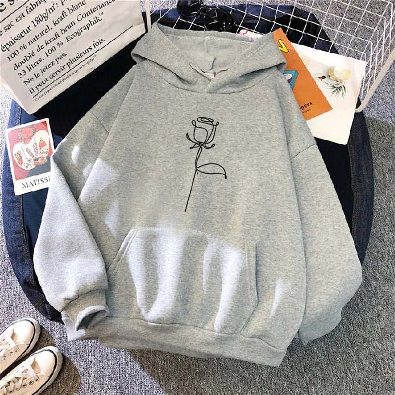 Sudaderas con capucha ropa deportiva mujer Sudadera con capucha pulóver sudadera elegante estampado de flores con mangas largas gruesas Tops sueltos