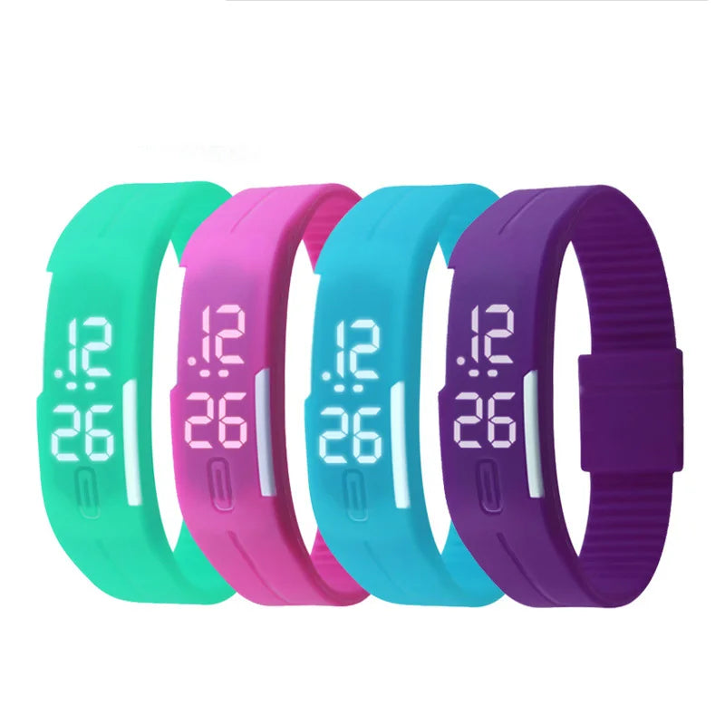 Relojes deportivos digitales para adultos y niños , reloj de pulsera con correa de silicona y pantalla LED