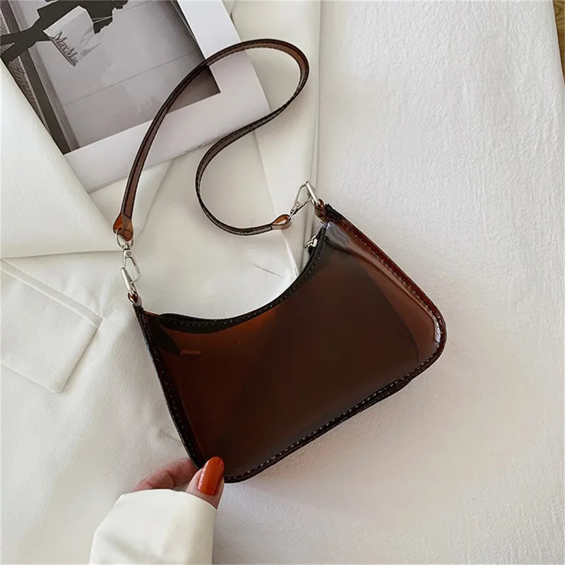 Bolso de hombro transparente para mujer, monedero pequeño con cremallera ,bolso de mano moderno