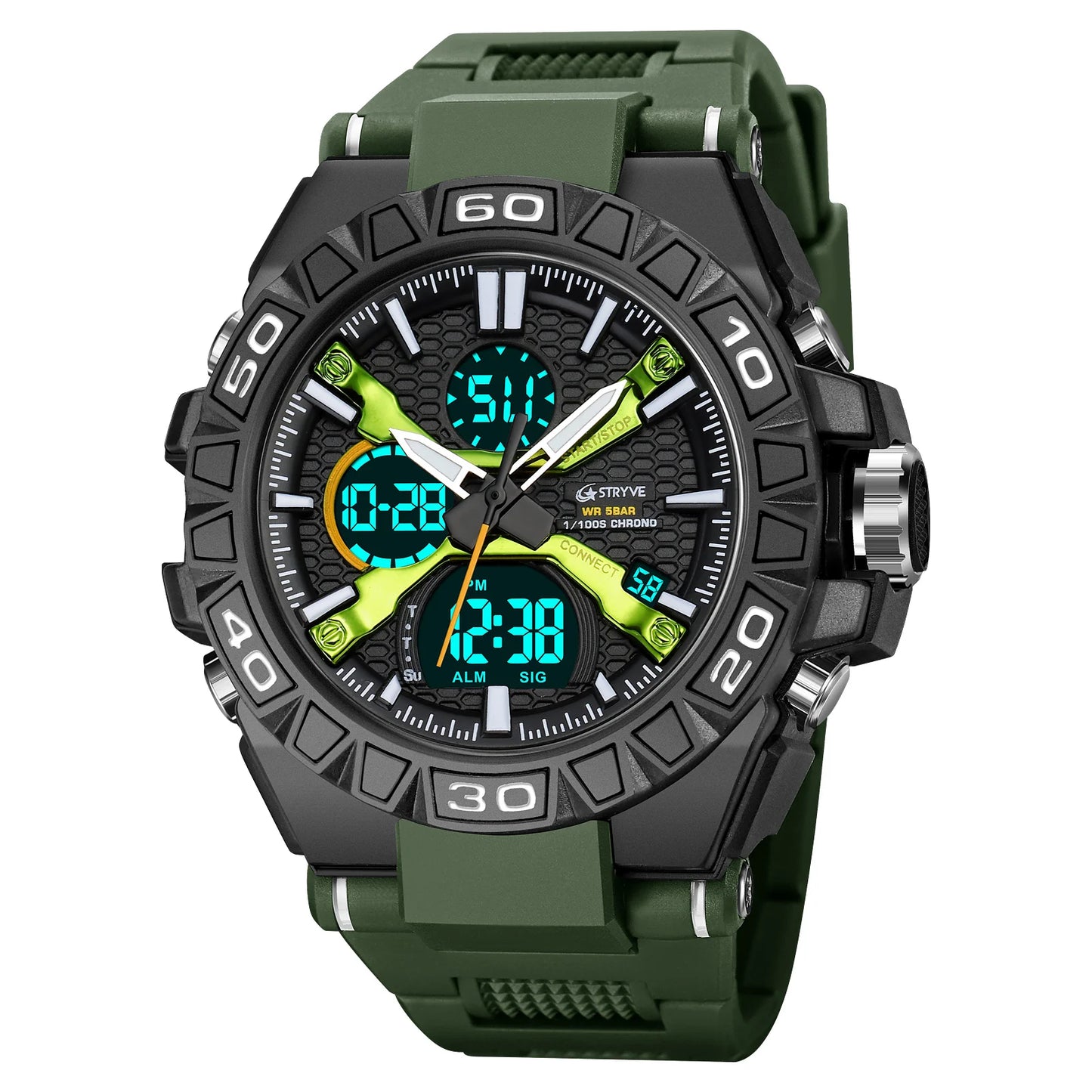 Relojes, reloj de moda para hombre, reloj resistente al agua hasta 5atm para hombre, correa de silicona con movimiento Digital-analógico de alta calidad