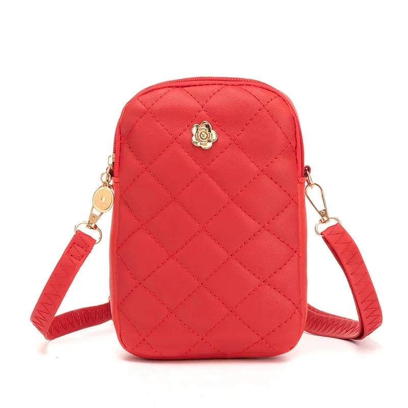 Bolso de hombro con bordado para mujer, sencillo y portátil, para teléfono, monedero de moda para niñas, bolso de mensajero de color liso de diseñador para mujer