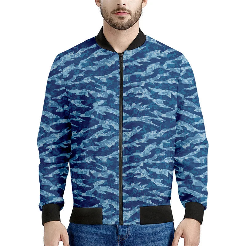 Chaqueta con patrón de camuflaje de mosaico para hombre, sudaderas casuales de manga larga con estampado , Chaquetas deportivas con cremallera, abrigo, Tops de calle