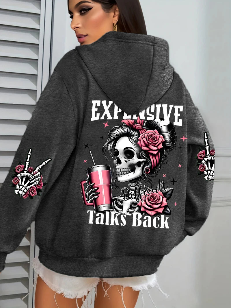 Sudadera con capucha con estampado divertido para mujer, jerséis ropa deportiva de lana para otoño, Sudadera con capucha informal con bolsillo
