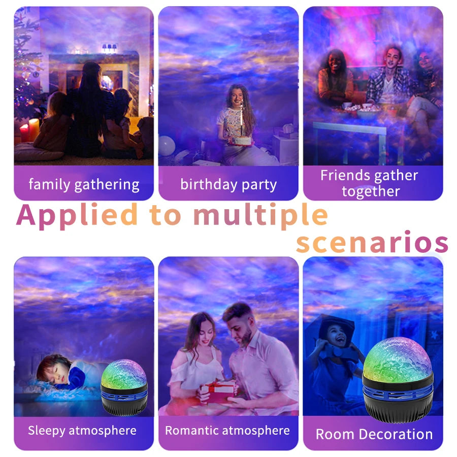 Proyector de cielo estrellado de auroras boreales, luz nocturna LED con control remoto USB, una variedad de estilos para la decoración del hogar, el dormitorio y la fiesta.
