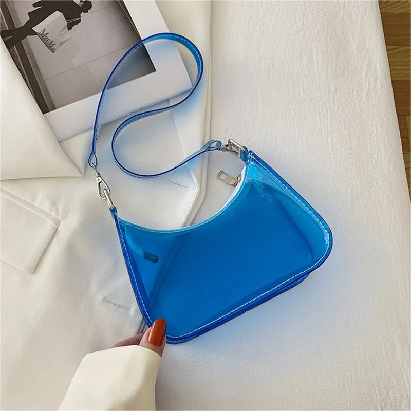 Bolso de hombro transparente para mujer, monedero pequeño con cremallera ,bolso de mano moderno
