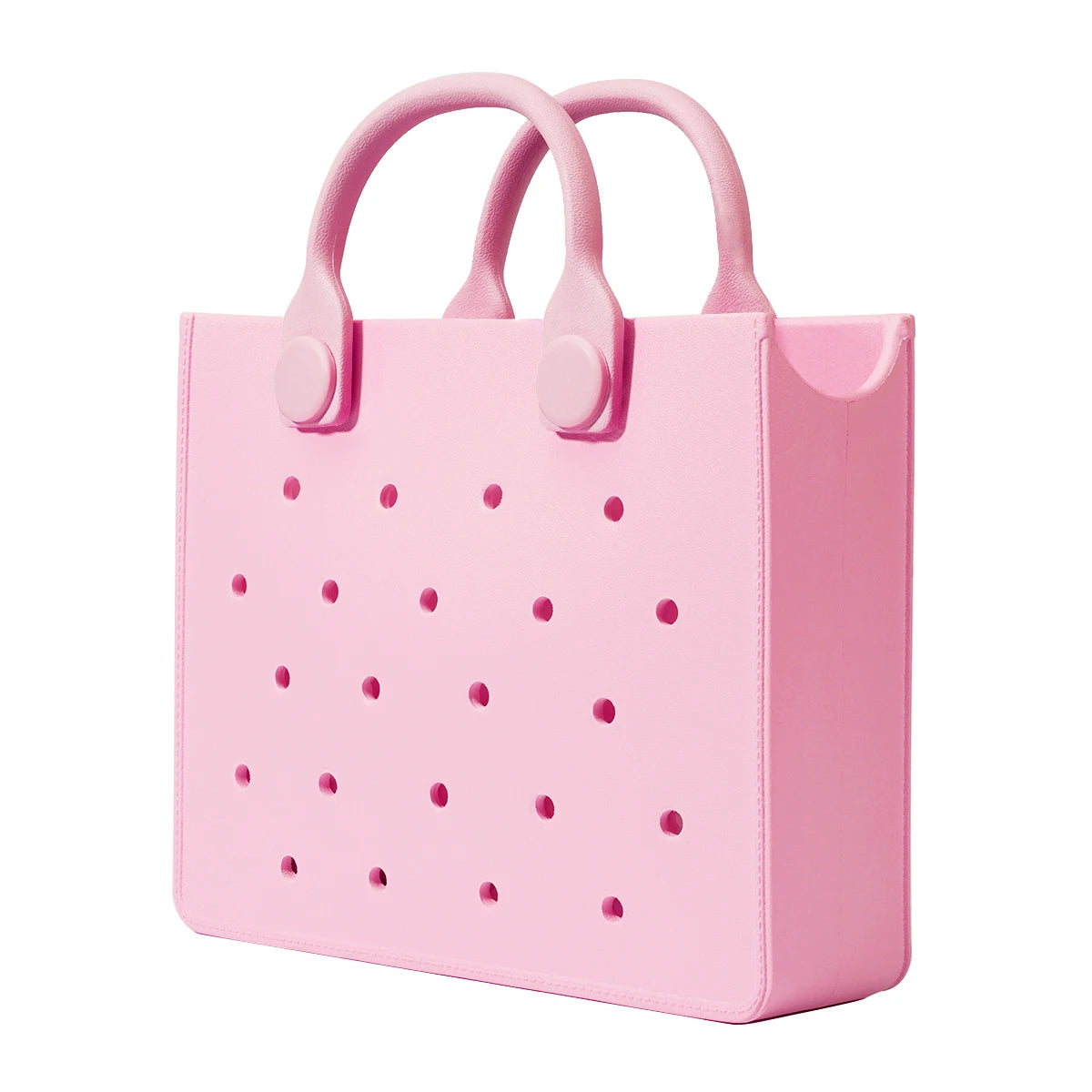 Bolso de mano morado con perforaciones para mujer, informal, impermeable, para viajes, con abalorios, para playa y exteriores.