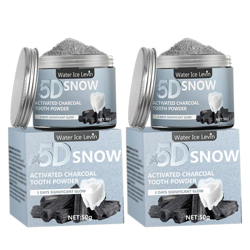 Polvo blanqueador de dientes de carbón, natural y limpieza profunda para hombres y mujeres, pasta dental diaria para aliento fresco