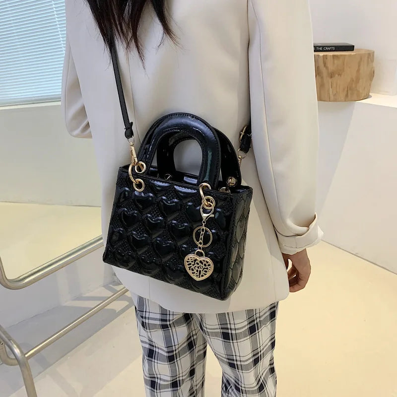 Bolso de mano para mujer, de alta calidad, a la moda, clásico, acolchado, con asa cuadrada, bandolera de hombro.