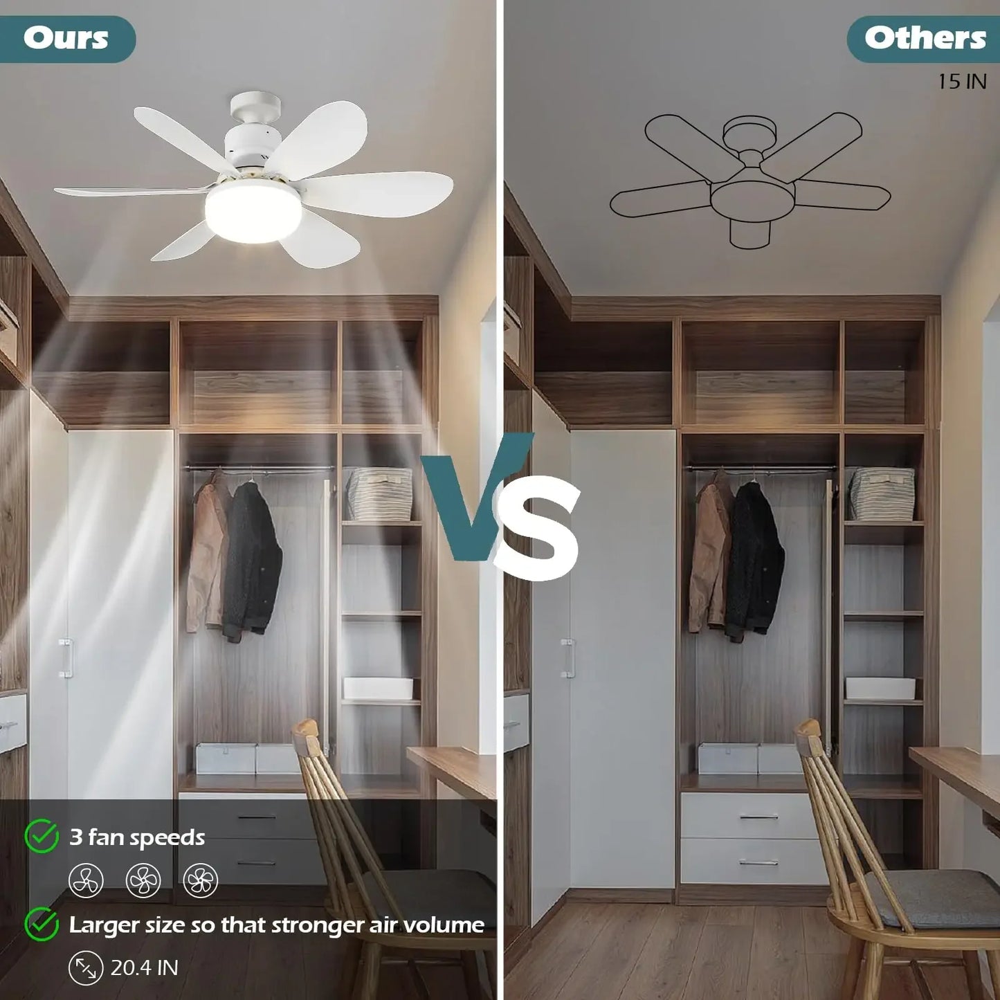 Ventilador de techo LED con control remoto para atenuación, adecuado para sala de estar, estudio, uso doméstico