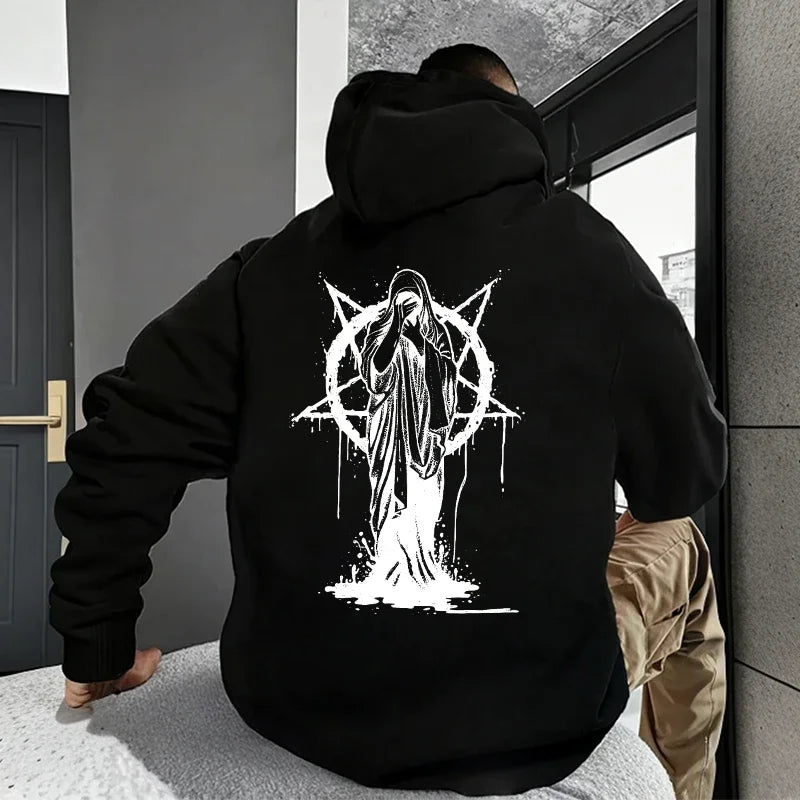 sudaderas con capucha de moda para hombre, ropa deportiva informal con estampado Demoníaco de Satán, ropa de calle urbana para otoño e invierno, ropa para hombre