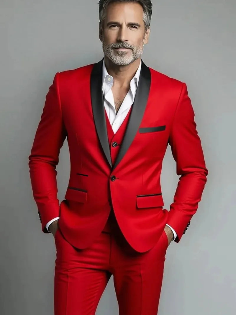 Conjunto de tres piezas para fiesta de boda, chaqueta masculina de talla grande, pantalones y chaleco, traje ajustado a la moda