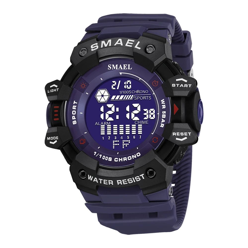 Reloj deportivo digital de lujo para hombre, estilo militar, resistente al agua, con esfera grande y retroiluminación LED