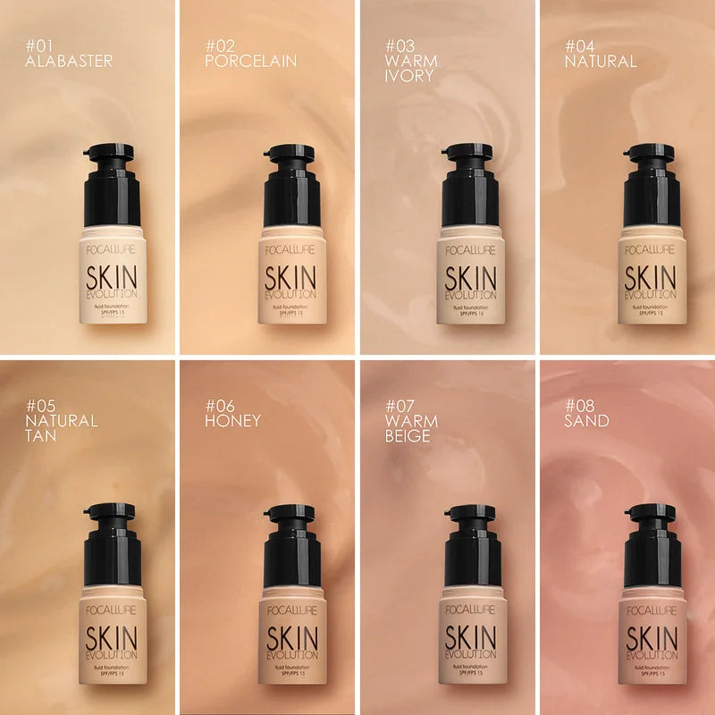 FOCALLURE Liquid Foundation Full Coverage Concealer Waterproof Whitening Cream Face Makeup Cosmetics for Women