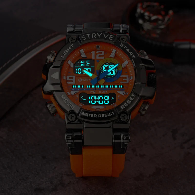 Relojes, reloj de moda para hombre, reloj resistente al agua hasta 5atm para hombre, correa de silicona con movimiento Digital-analógico de alta calidad