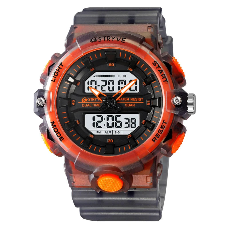 Relojes, reloj de moda para hombre, reloj resistente al agua hasta 5atm para hombre, correa de silicona con movimiento Digital-analógico de alta calidad
