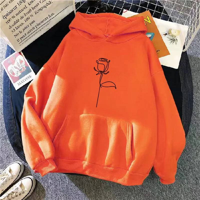 Sudaderas con capucha ropa deportiva mujer Sudadera con capucha pulóver sudadera elegante estampado de flores con mangas largas gruesas Tops sueltos