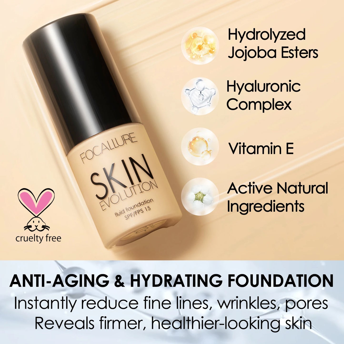 FOCALLURE Liquid Foundation Full Coverage Concealer Waterproof Whitening Cream Face Makeup Cosmetics for Women