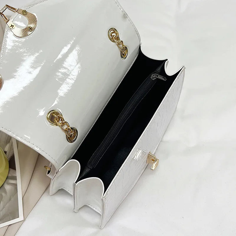 Bolsos de hombro con estampado de cocodrilo para mujer, bolsos de moda con cadenas cuadradas, bolsos cruzados de piel sintética para mujer