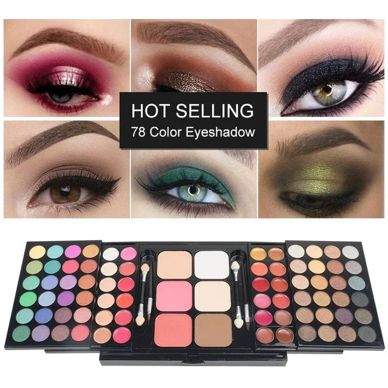 Palette de fards à paupières pailletés 40/74/78 couleurs, kit de cosmétiques en poudre pressée, mat, imperméable et longue durée, outils de maquillage pour femmes