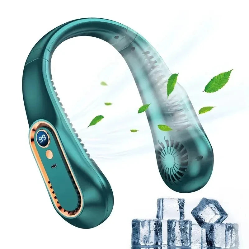 Ventilado portátil recargable por USB, pequeño, para estudiantes, oficina, deportes, pantalla digital, ventilador colgante para el cuello.