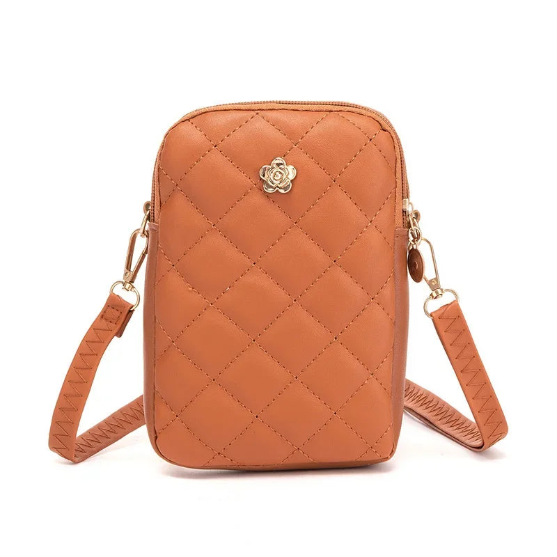 Bolso de hombro con bordado para mujer, sencillo y portátil, para teléfono, monedero de moda para niñas, bolso de mensajero de color liso de diseñador para mujer