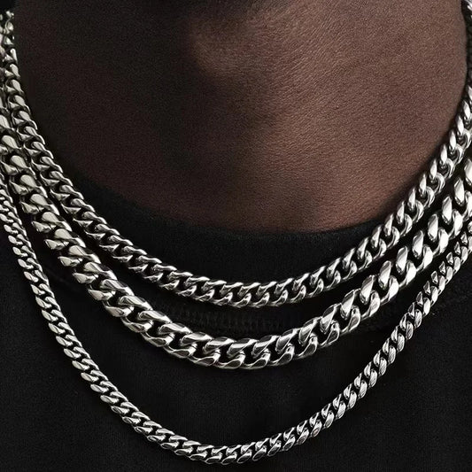 Punk Style Stainless Steel Basic Necklaces for Men Women Gold Black Color 3.5mm 7mm Cuban Link Chain Solid Metal Jewelry