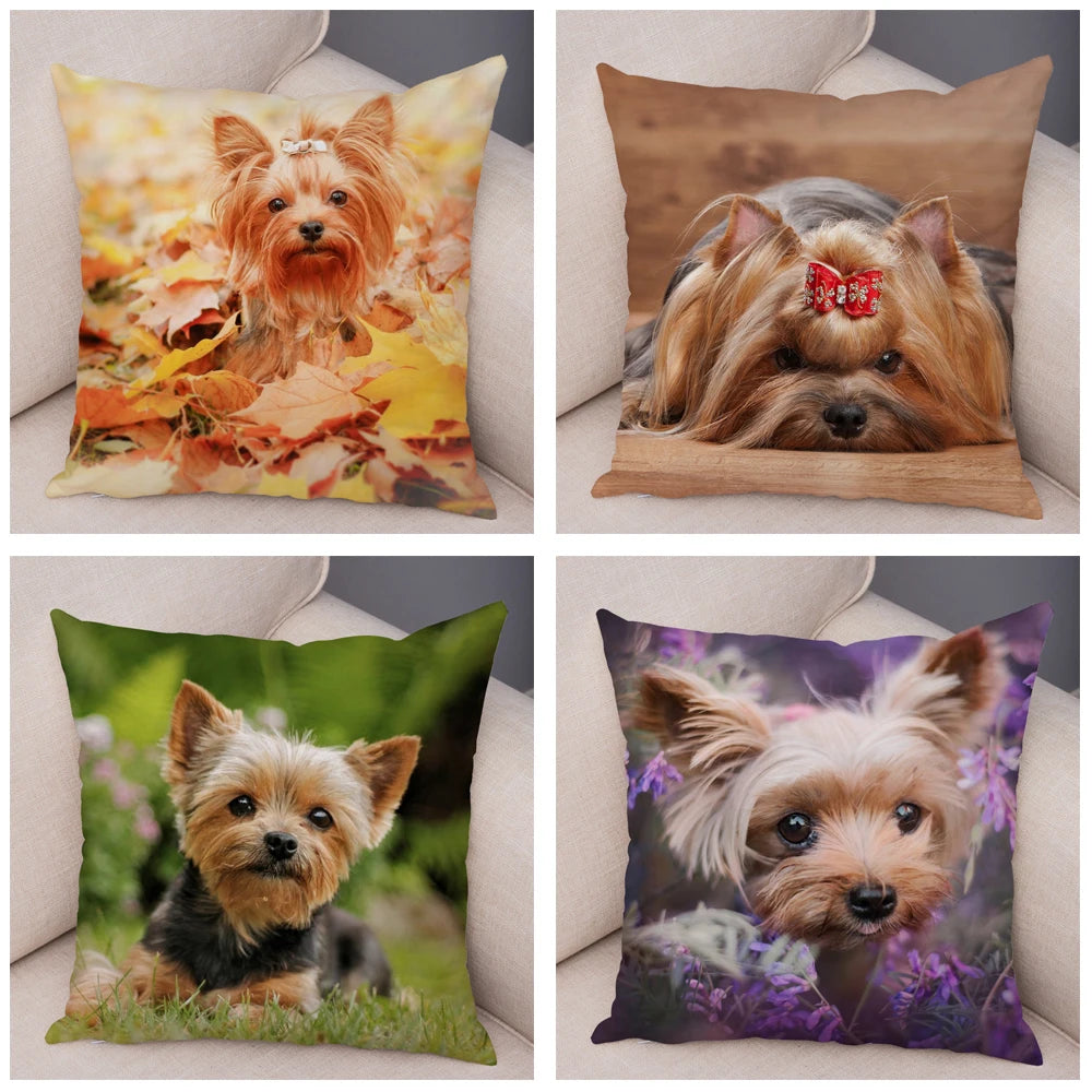 Funda de cojín decorativa con estampado de perro para sofá, hogar, mascota, adorable
