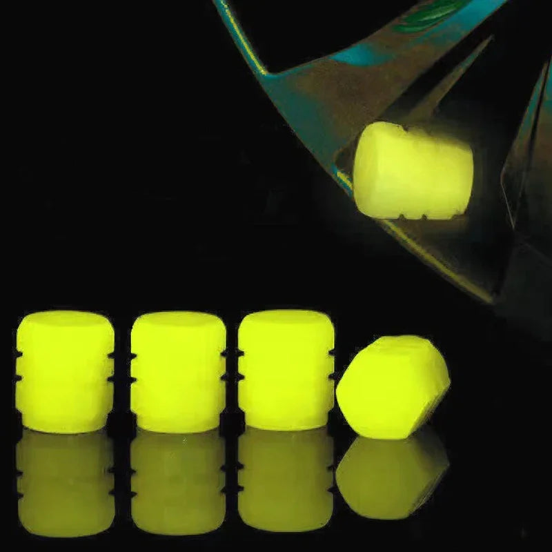 Tapones de válvula luminosos fluorescentes de noche para neumáticos de coche, decoración brillante para motocicletas y bicicletas, boquillas para neumáticos, accesorios para coche.