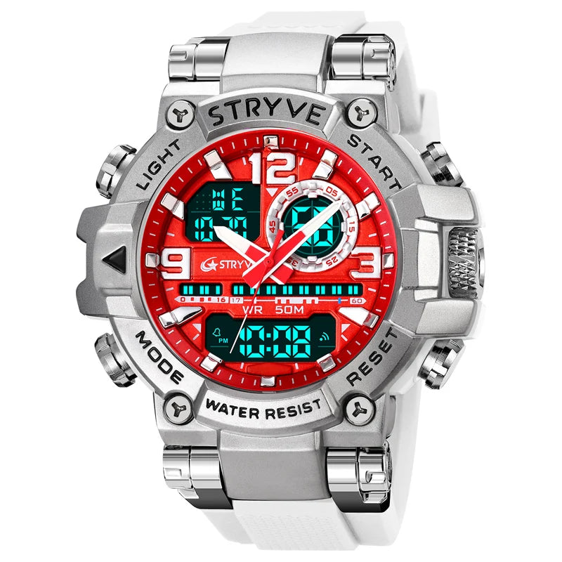 Relojes, reloj de moda para hombre, reloj resistente al agua hasta 5atm para hombre, correa de silicona con movimiento Digital-analógico de alta calidad